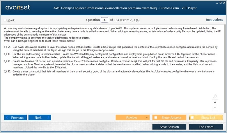 AWS DevOps Engineer Professional Premium VCE Screenshot #1